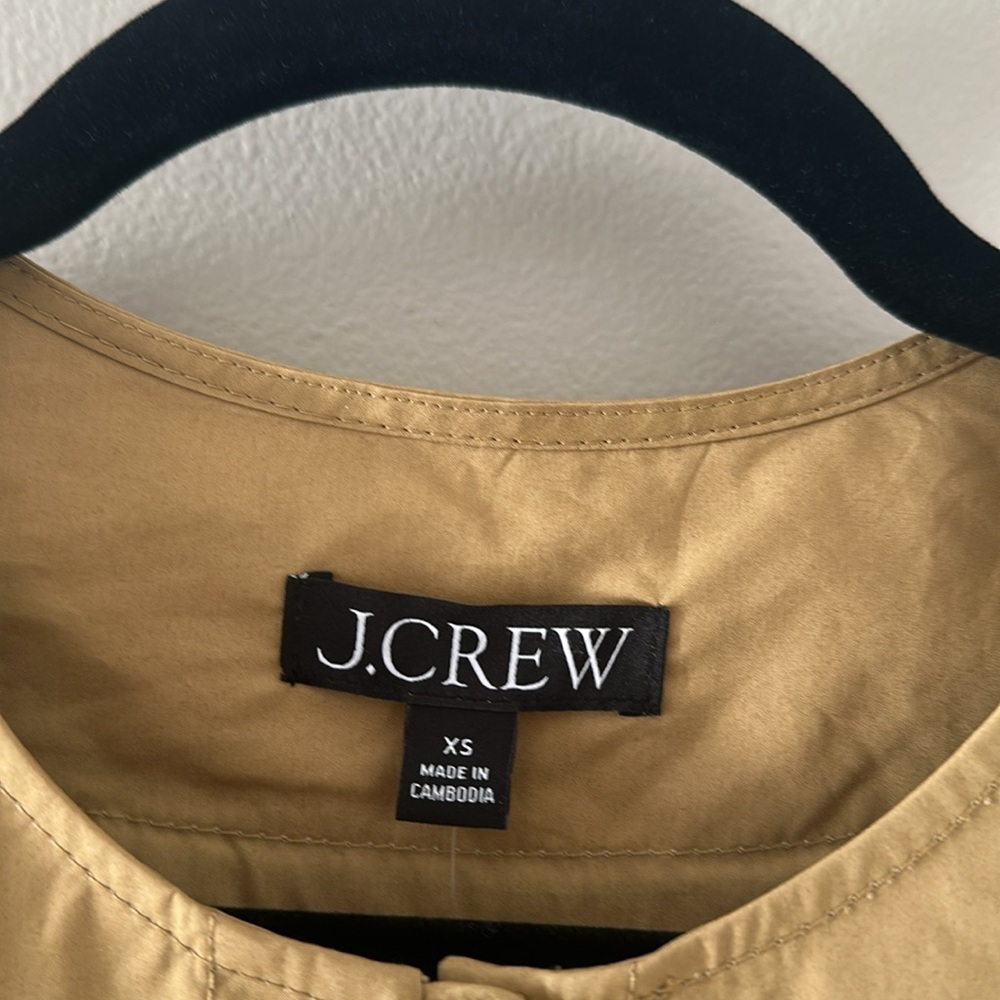 J. Crew Womens NWT Shirred Popover Cotton Poplin Top Honey Brown Size XS Preppy - Picture 5 of 10
